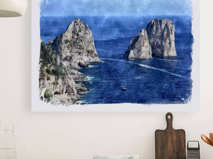 Scenic View of the Faraglioni Rocks from the Island of Capri by A K Mits Imagery