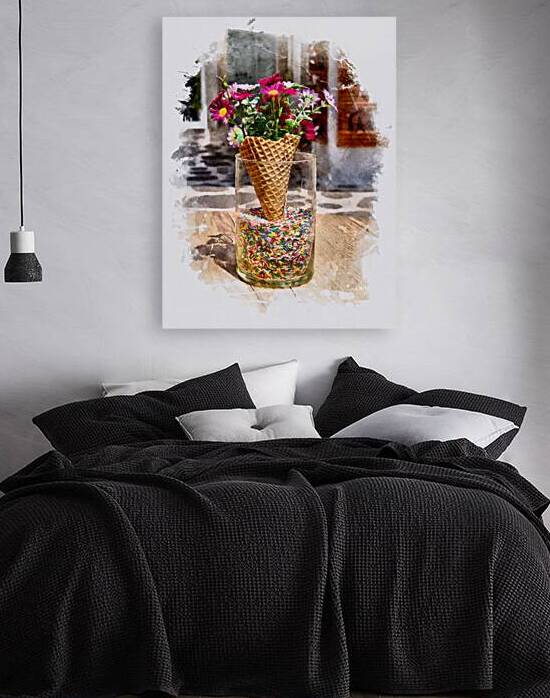 Colorful Ice Cream Cone Flower Vase Portrait by A K Mits Imagery
