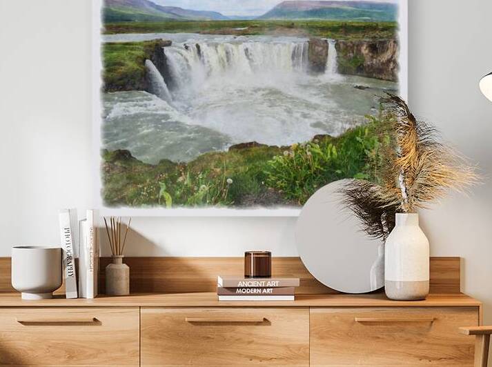 Godafoss Waterfall Icelandic Landscape by A K Mits Imagery