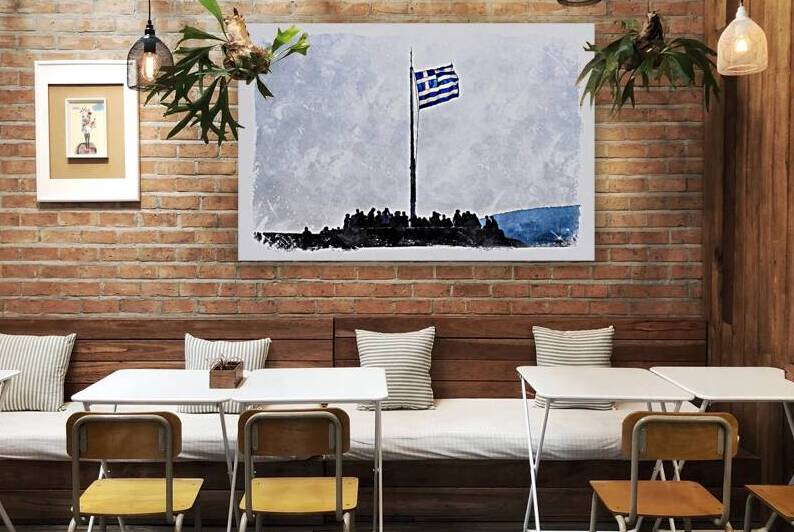 Greek Flag on Top of the Acropolis by A K Mits Imagery