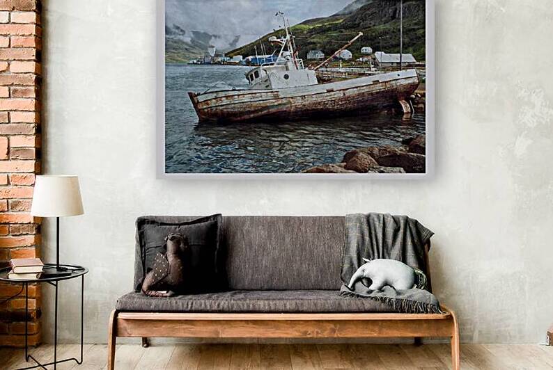 Boat on the Rocks in Iceland by A K Mits Imagery