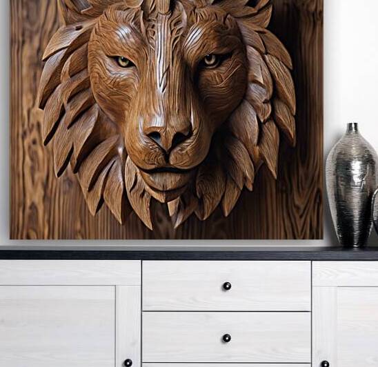 336055 Wooden sculpture of a majestic animal with by Oussama El A ouni
