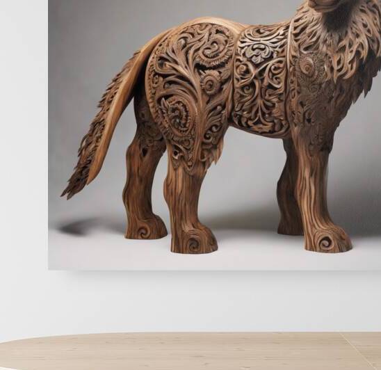 336054 Wooden sculpture of a majestic animal with by Oussama El A ouni