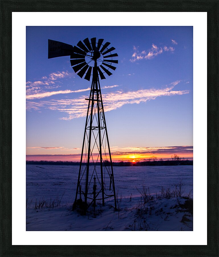 Winter Windmill Picture Frame print
