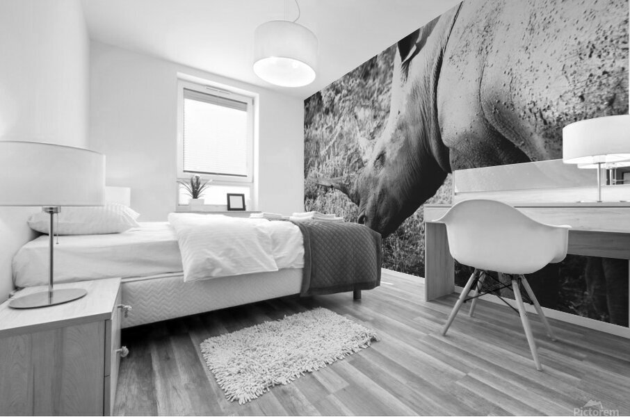 BW Rhino Mural print