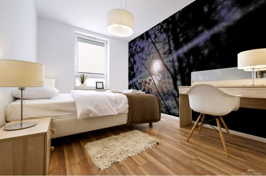 Moon through trees Mural print