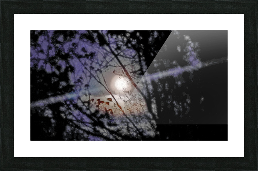 Moon through trees Picture Frame print