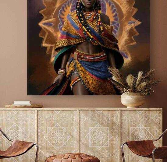 a stunning portrait of an african woman adorned i by Med