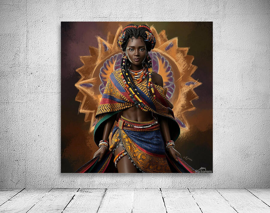 a stunning portrait of an african woman adorned i by Med Wall Art