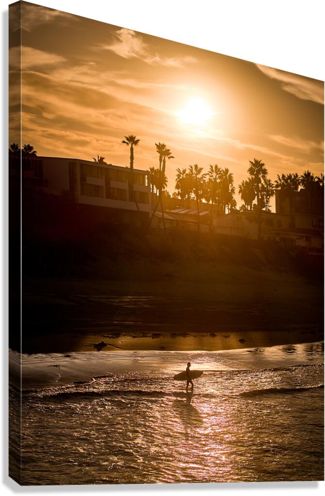 San Diego Surfer Sunrise Spotlight Vertical Canvas Print