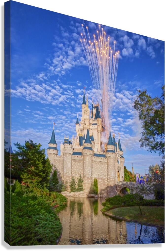 Daytime Castle Fireworks Canvas Print