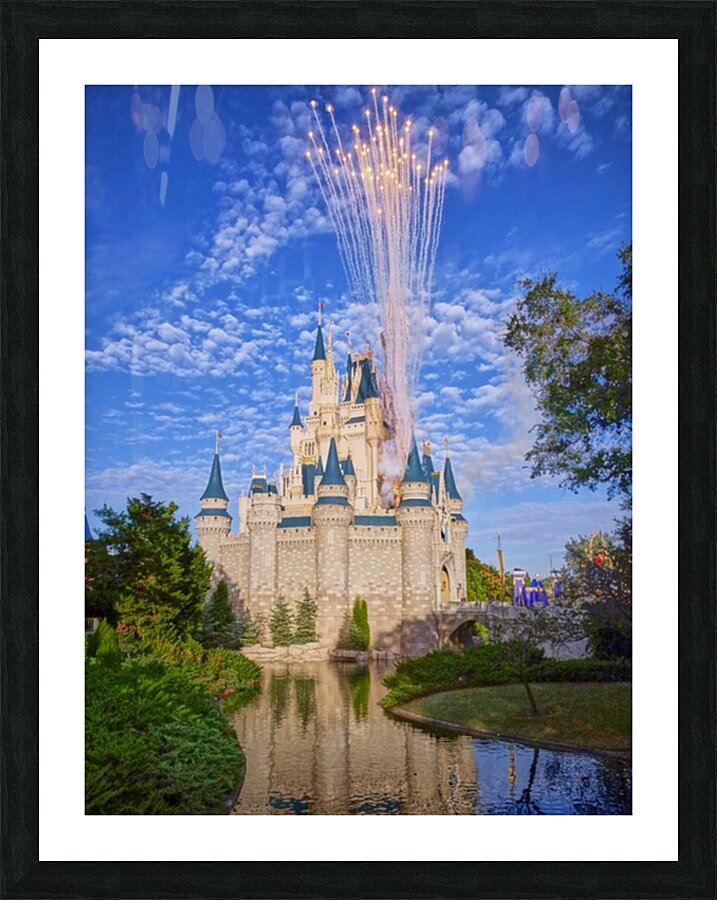 Daytime Castle Fireworks Picture Frame print