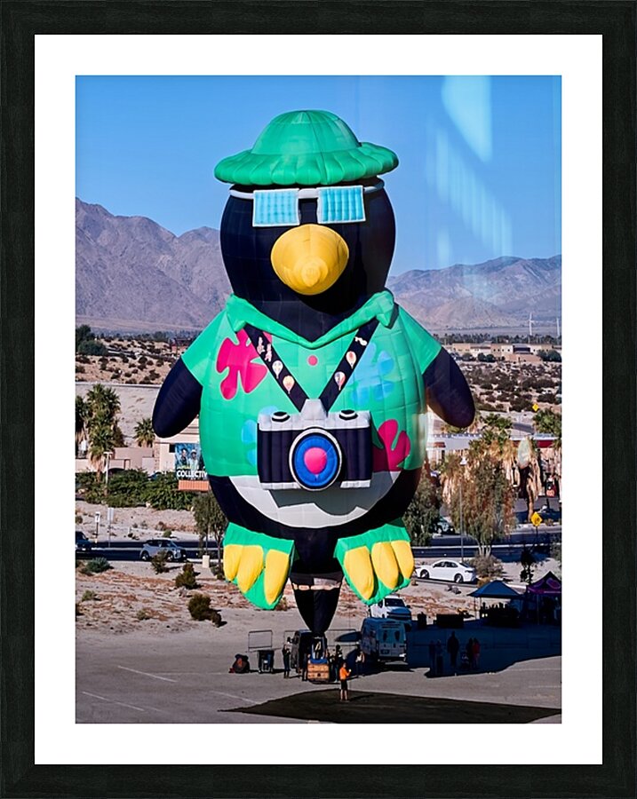 Penguin Photographer Hot Air Balloon Picture Frame print
