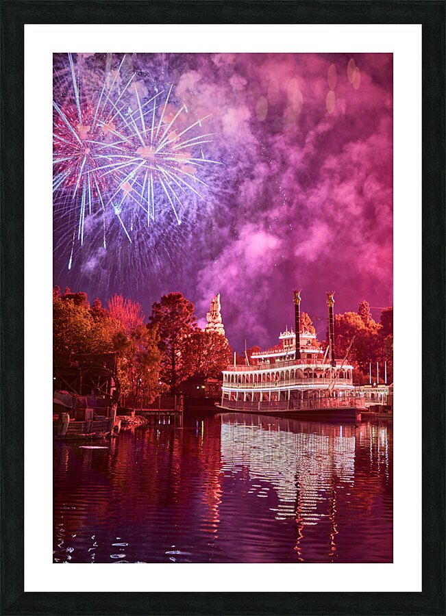 Riverboat Fireworks Picture Frame print