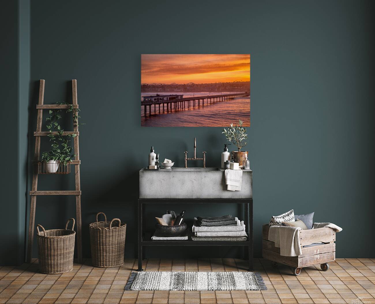 Ocean Beach Pier Golden Sunrise Reproduction