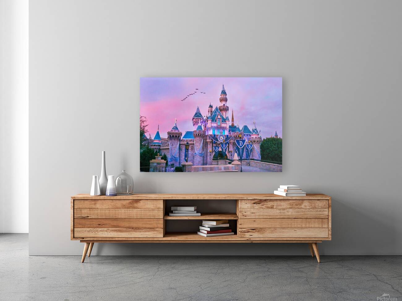 Sunset Birds over Castle Reproduction