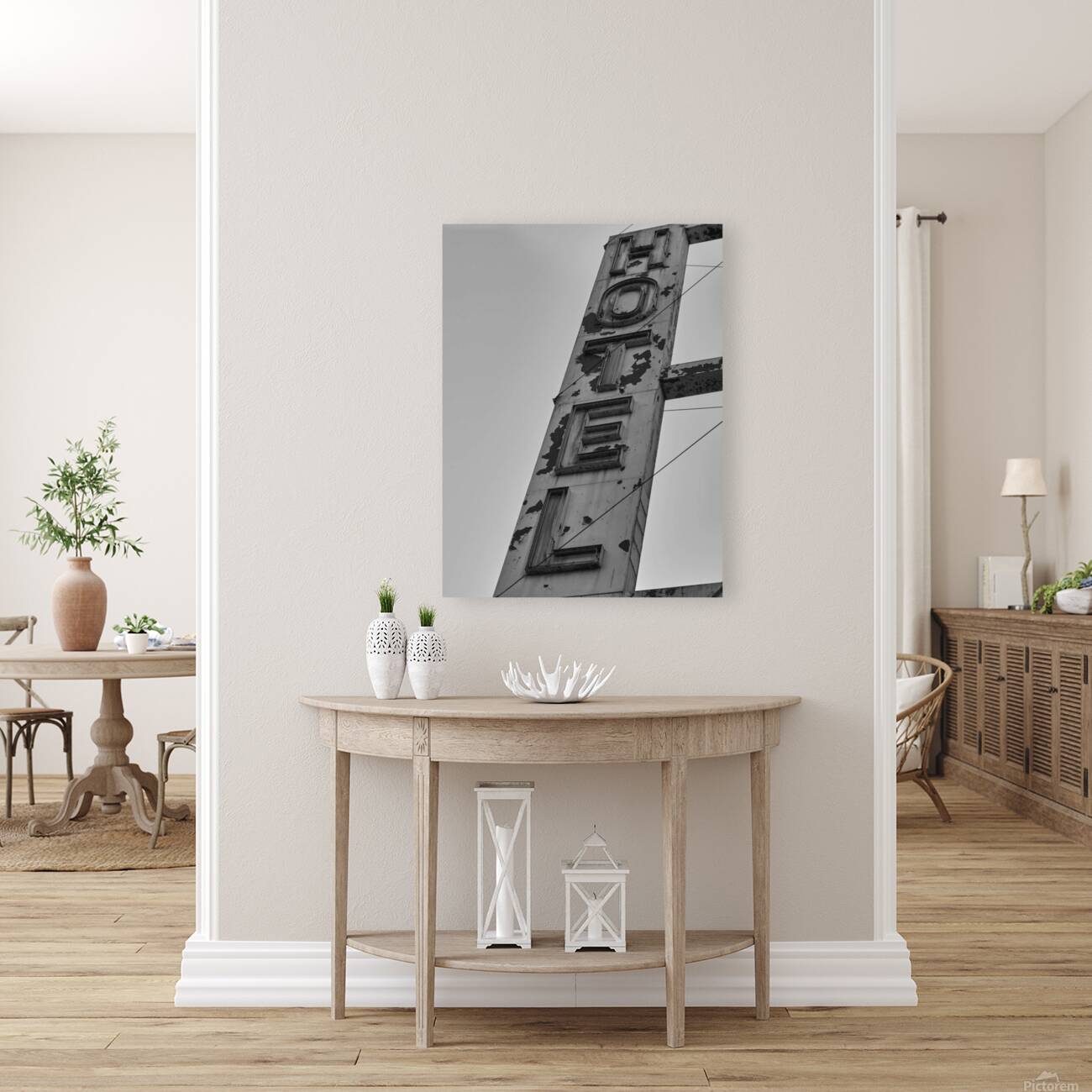 Run Down Hotel Sign Reproduction