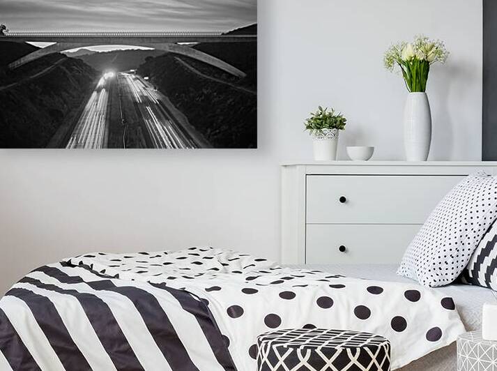 Lilac Bridge Sunrise Black & White Close Up by Ryan Cameron