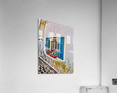Mediterranean Serenity: Blue Window with Geraniums Acrylic Print