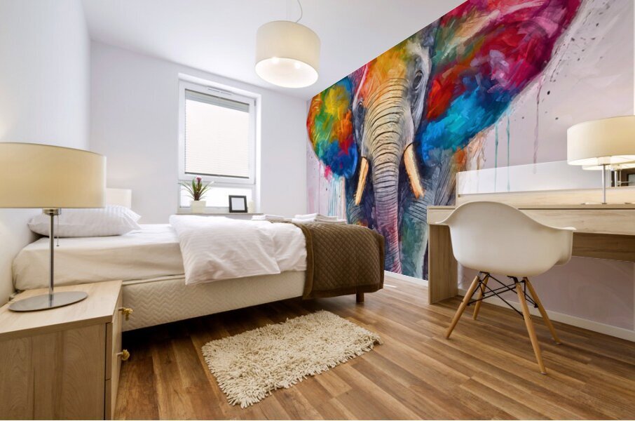 The Colored Elephant Mural print