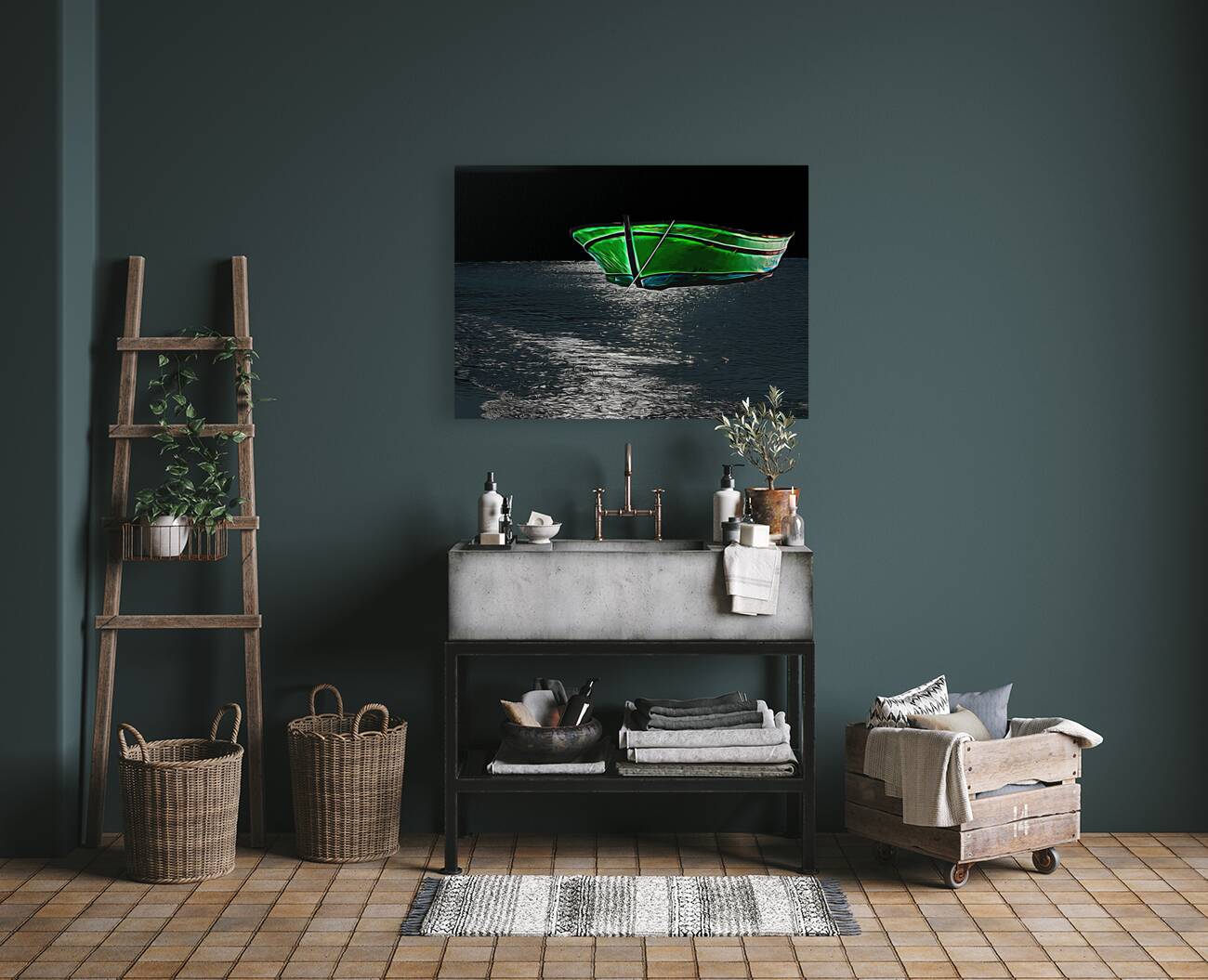 Lonely boat  Reproduction
