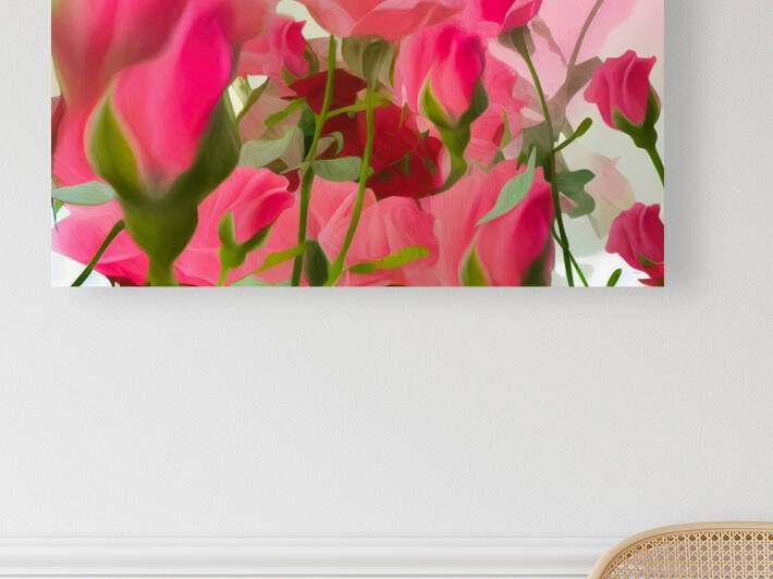 Blushing Love: A Bouquet of Pink and Red Roses by Le Boulanger