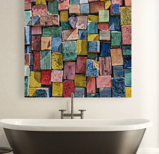 Vibrant Distressed Wood Blocks - A Rustic Charm Captured in Photography by Le Boulanger