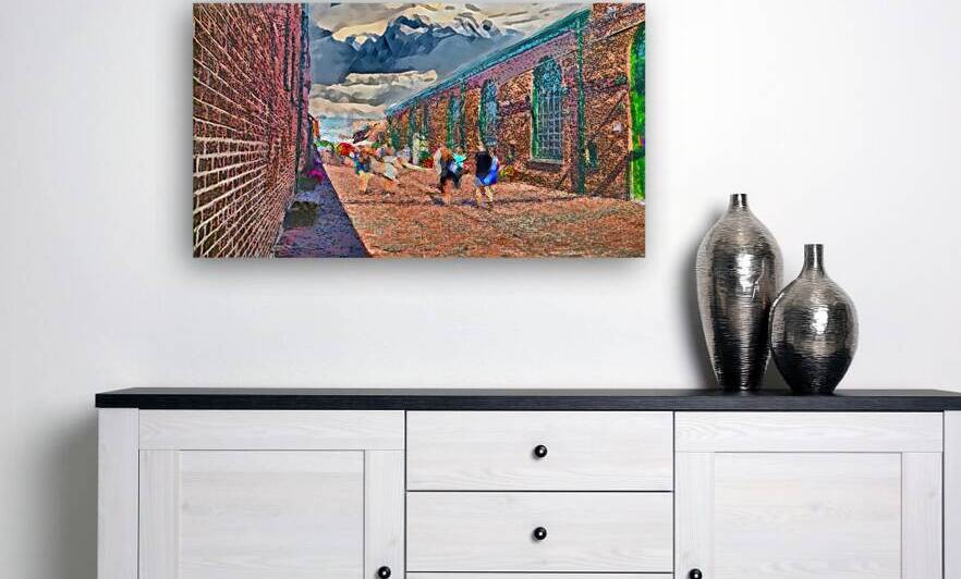 Vibrant Distillery District Scene in Expressionist Style by Le Boulanger