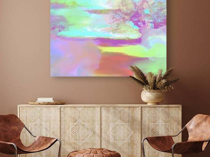 Luminous Reverie: A Pastel Lakescape by Le Boulanger