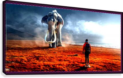 Fantasy elephant and man Canvas Print