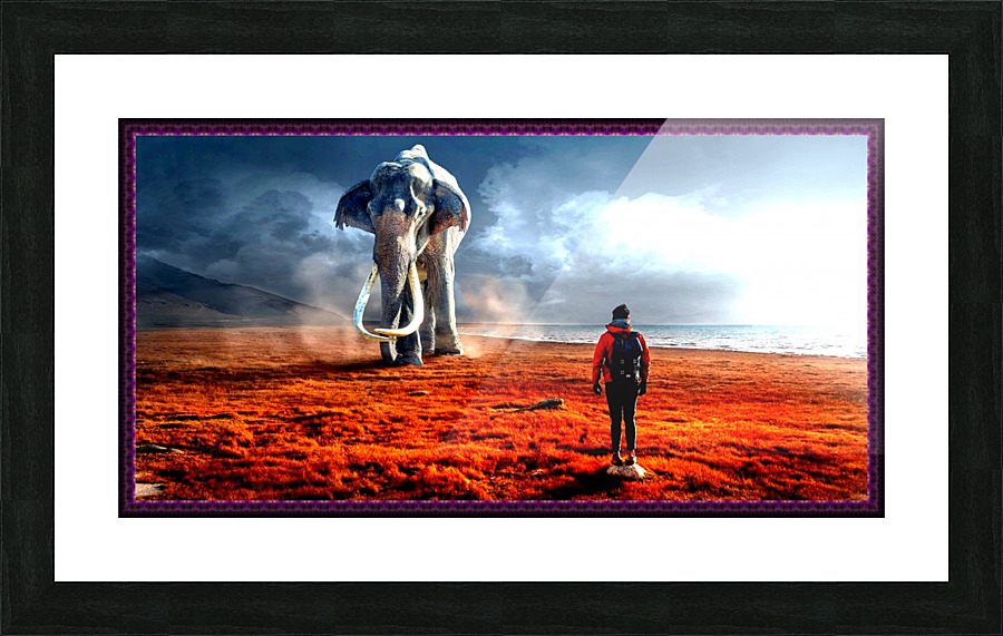 Fantasy elephant and man Picture Frame print