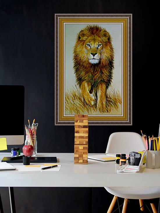 Original Pastel Drawing Stunning African Lion by Nature Art