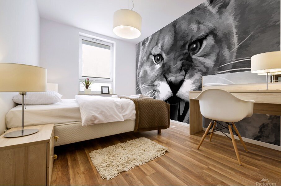 Mountain lion roaring Mural print