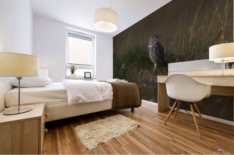 Burrowing owls over their nest Mural print