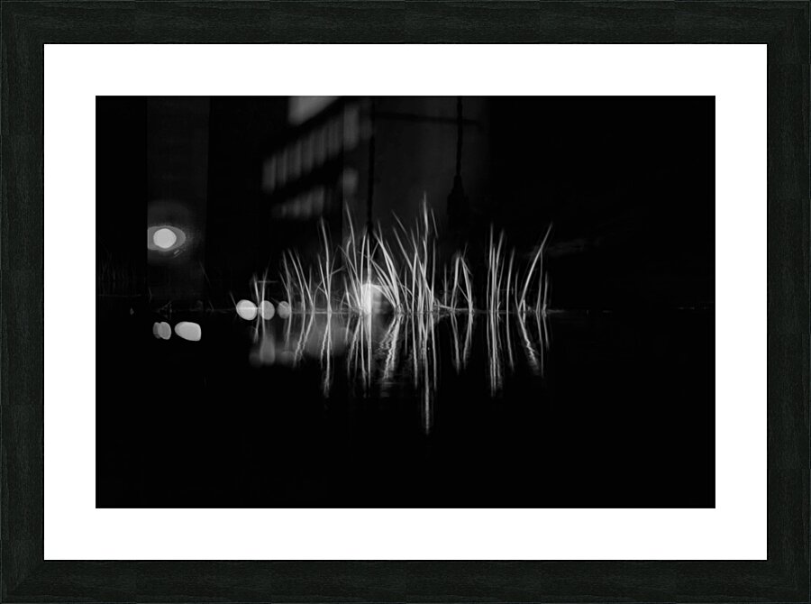 Reeds along the bank along a stream Picture Frame print