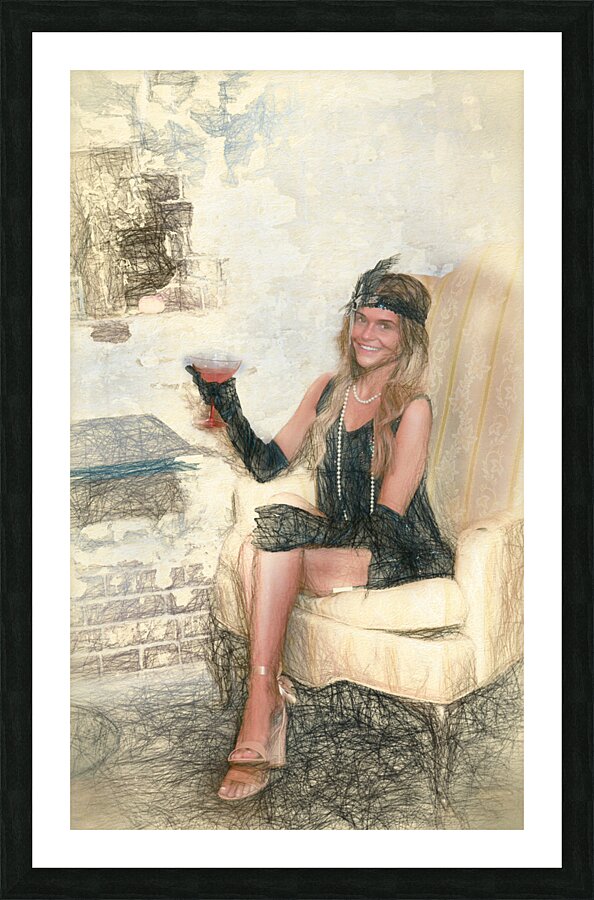 Hailie in a speakeasy bar roaring 20s Picture Frame print