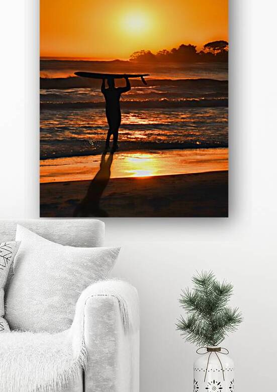Surfer at sunset Ventura Beach by Daniel L Friend