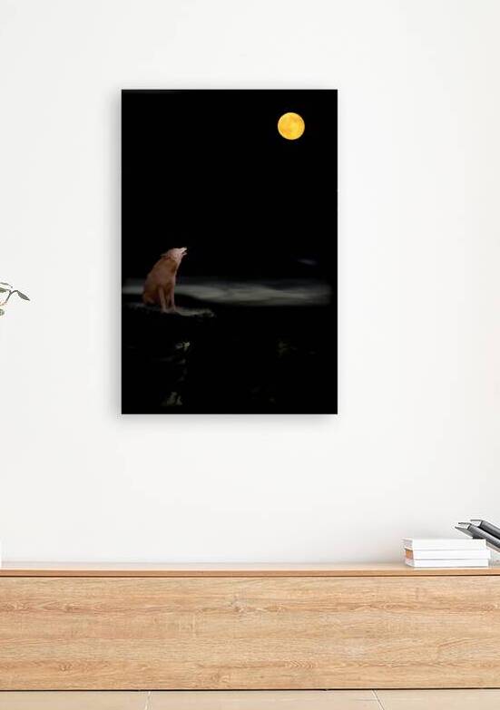 Wolf barking at the moon by Daniel L Friend