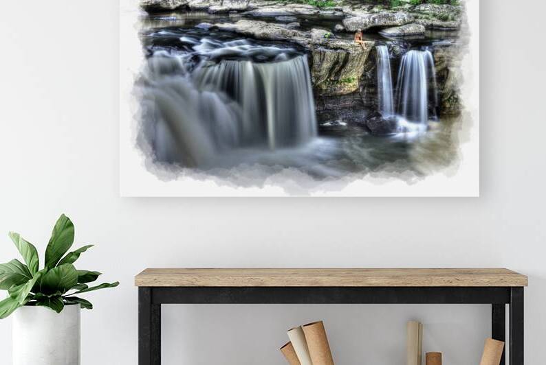 Girl on rock at falls by Daniel L Friend