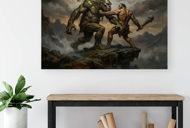Troll vs Ogre Mountain Battle by Titan Lore