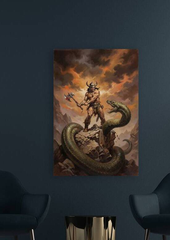 Barbarian Warrior vs Giant Serpent by Titan Lore