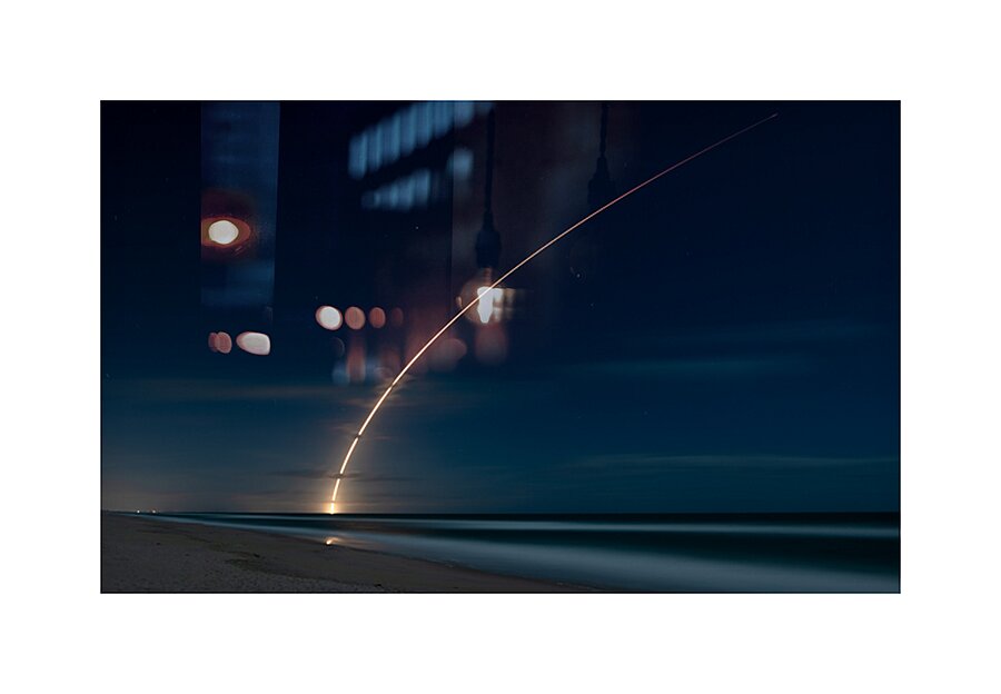 Falcon 9 Rocket Launch on a cloudy evening Picture Frame print