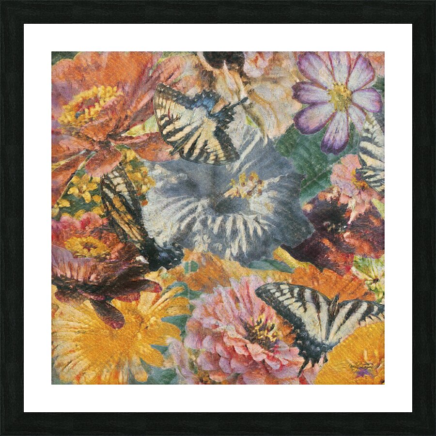 Flowers & Butterflies Picture Frame print