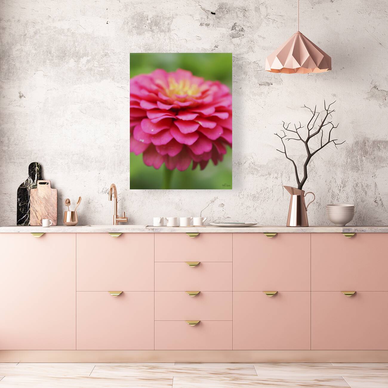 Pink Zinnia Reproduction