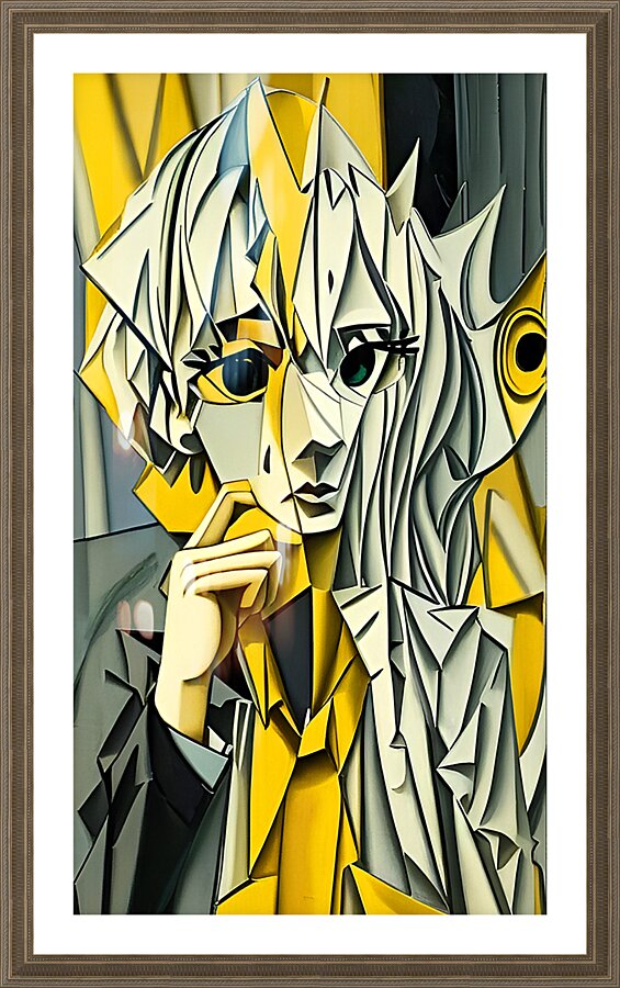 cubism abstract portrait Picture Frame print