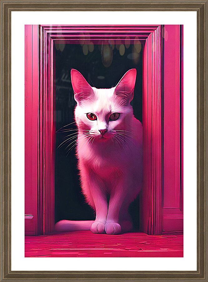 cat in door Picture Frame print