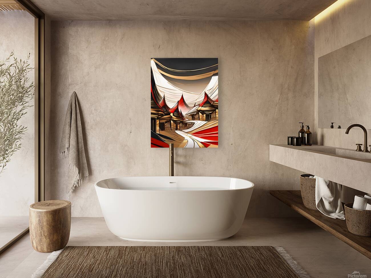 abstract village art Reproduction