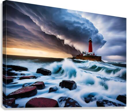 Lighthouse in a Storm AI Creation