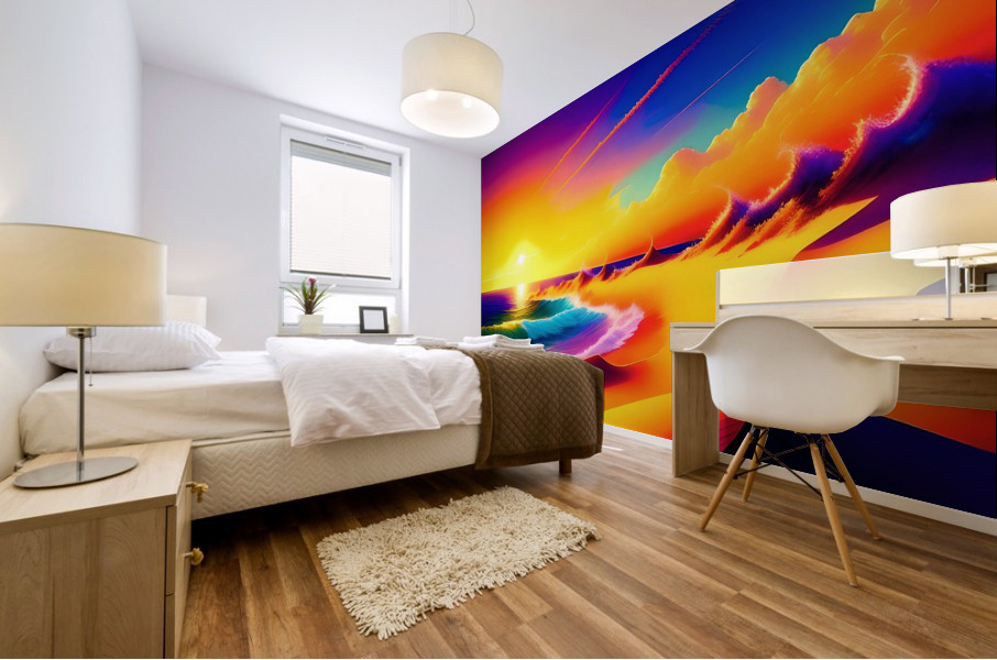 Beach Scene Psychedelic Mural print