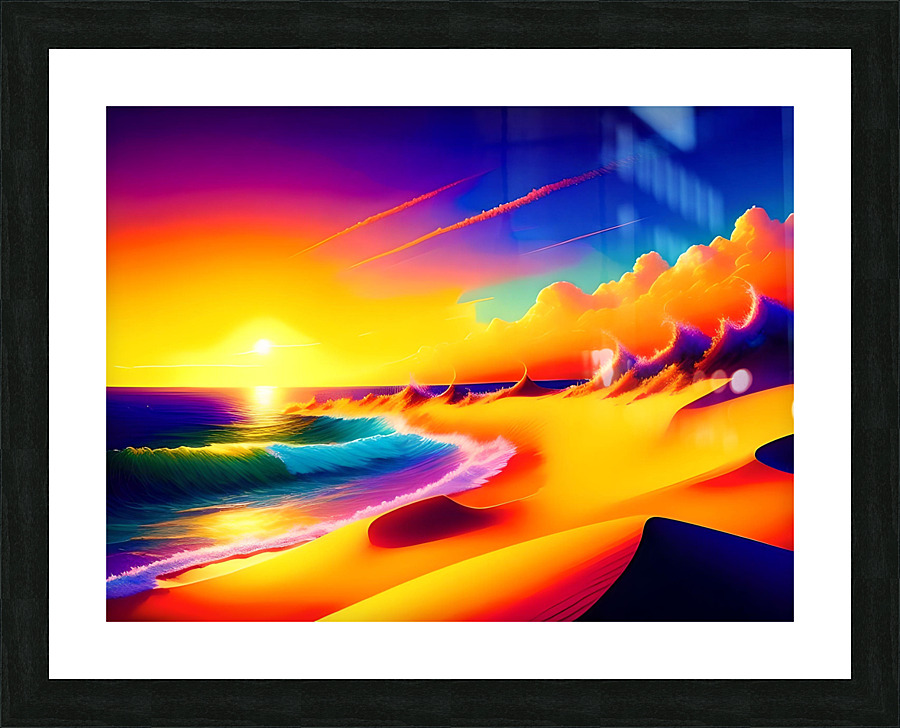 Beach Scene Psychedelic Picture Frame print